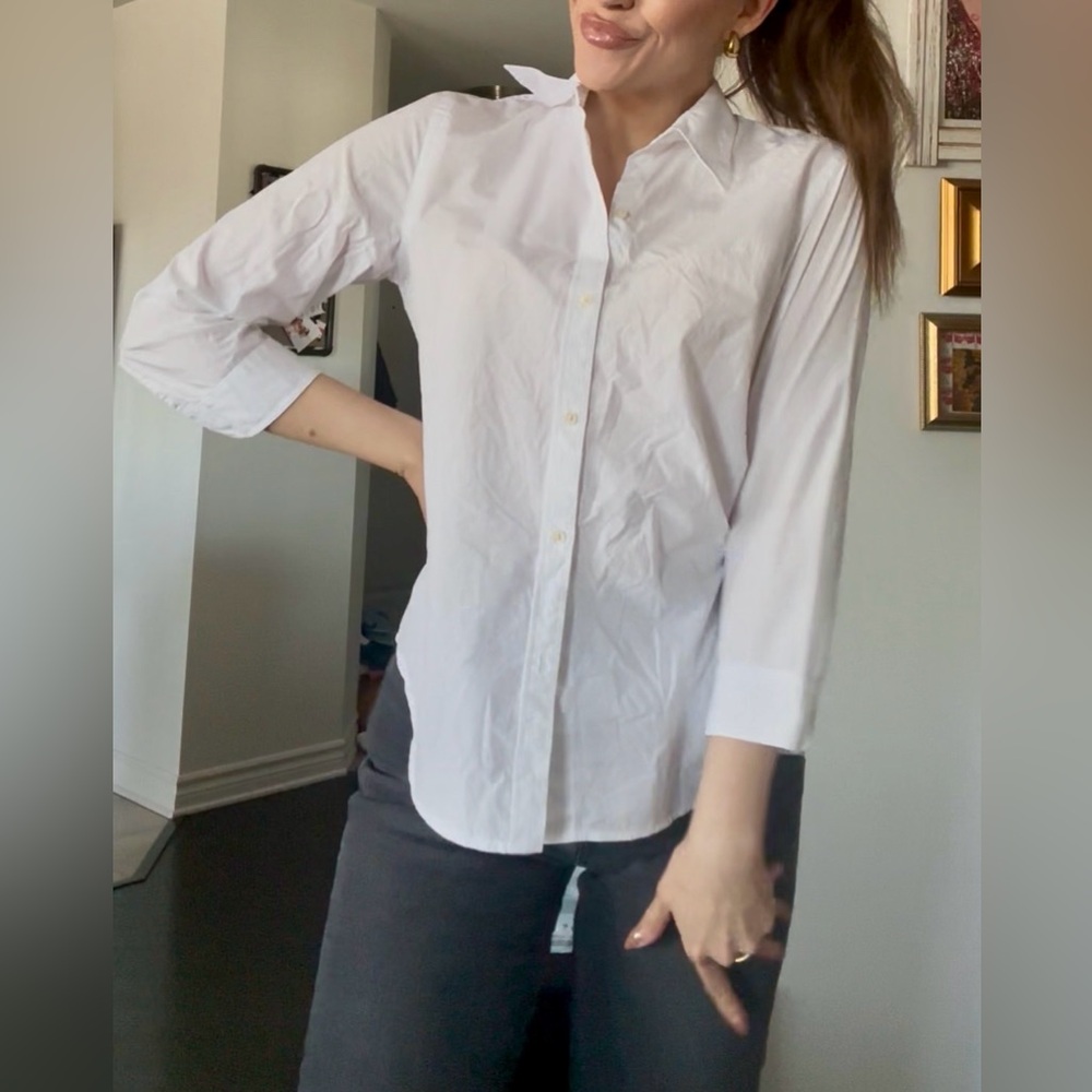 Lauren Ralph Lauren White Long-Sleeve Button Down Shirt